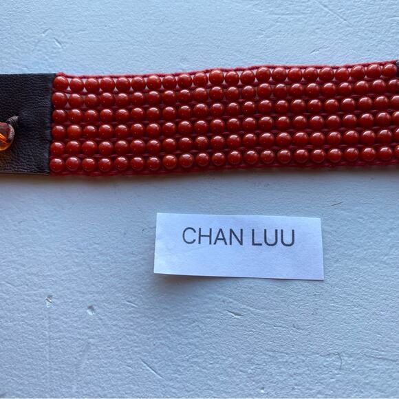 NWT Chan Luu Orange Beaded Brown Leather Bracelet - Picture 2 of 5